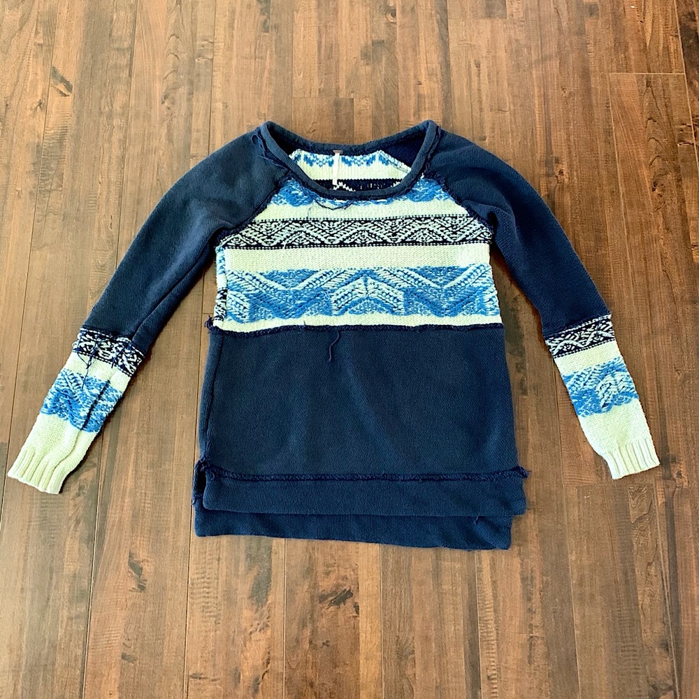 Free People Very Distressed Mixed Stitch Sweater